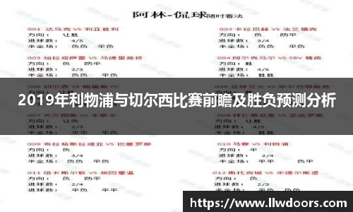 2019年利物浦与切尔西比赛前瞻及胜负预测分析